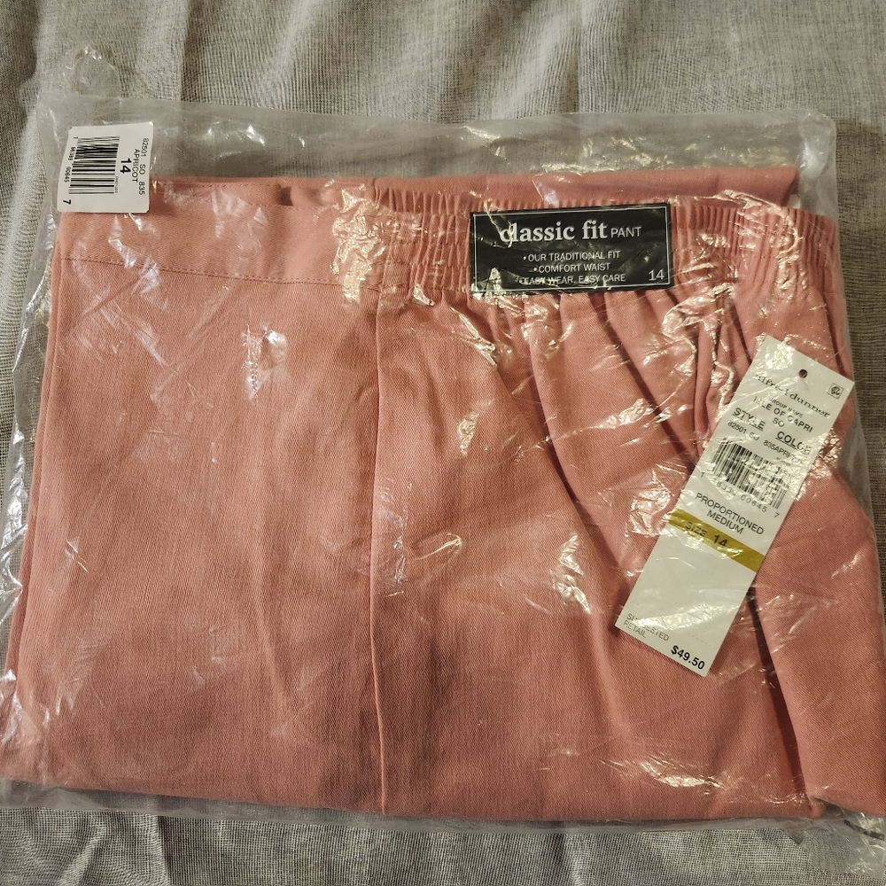 Alfred Dunner Coral Capris Women Pockets Elastic Waist Cotton In Packagi